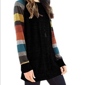CORAL/KRL striped sleeve tunic sweatshirt